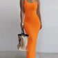 Spaghetti Strap U Neck Casual Maxi Dresses Slim Fit Cami Dress Party Club Bodycon Dress
