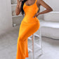 Spaghetti Strap U Neck Casual Maxi Dresses Slim Fit Cami Dress Party Club Bodycon Dress