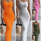 Spaghetti Strap U Neck Casual Maxi Dresses Slim Fit Cami Dress Party Club Bodycon Dress