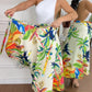 High Waist Tropical Print Tied Detail Skirt
