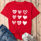 Red Diverse Heart Printed Crewneck Valentines Tee