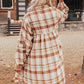 Brown Plaid Print Side Pockets Frilled Babydoll Mini Dress