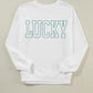 White St Patricks LUCKY Graphic Crew Neck Pullover Sweatshirt