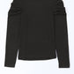 Black Buttoned Puff Long Sleeve Sheath Top