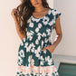 Floral Print Ruffle Sleeve Empire Waist Mini Dress