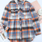 Multicolor Plaid Button Down Ruffled Shirt Jacket