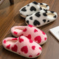 Fiery Red Valentines Heart Shape Winter Fuzzy Slippers