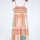 Multicolor Boho Patchwork Print Square Neck Sundress