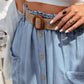 Beau Blue Buttoned Front High Waist Side Pockets Denim Maxi Skirt