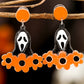 Orange Flower Ghost Halloween Acrylic Earrings