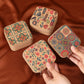 Camel Retro Floral Print Portable Square Jewelry Box