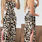 Leopard Print Halter Sleeveless Jumpsuit Casual Backless Loose Fit Slit Rompers
