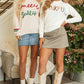 Beige Tinsel Holly Jolly Graphic Classic Sweater