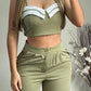 Crop Cami Top & Ruched Pocket Design Pants Set