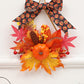 Orange Halloween Thanksgiving Artificial Floral Hoop Wreath