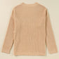 Apricot Cable Knit Drop Shoulder Side Slits Loose Sweater