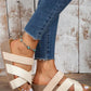 Beige Braided Detail Criss Cross Platform Slippers
