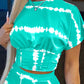 Tie Dye Print Corset Design Crop Top & Shorts Set