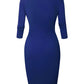 Square Neck Half Sleeve Full Front Zip Split Slim Fit Bodycon Dress