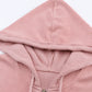 Pink Flap Pocket Drawstring Hood Zip Up Jacket