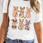 White Floral Bunny Graphic Crewneck Easter Fashion Tee