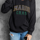 Black Rhinestone Mardi Gras Letter Graphic Drop Shoulder Sweatshirt