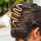 Gold Wave Shaped Plated Alloy Large Hair Clip