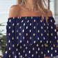 Bronzing Polka Dot Off the Shoulder Bell Sleeve Dress Casual Waist A Line Mini Dress