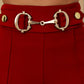 Metal Button Decor High Waist Casual Straight Leg Work Pants