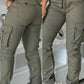 Multiple Pockets Design Cuffed Cargo Pants Slim Fit Trousers