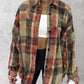 Plaid Pattern Long Sleeve Shacket Distressed Button Down Shirt