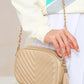 Oatmeal Chevron Stitch PU Leather Chain Strap Shoulder Bag