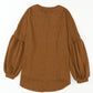 Faux Knit Jacquard Puffy Long Sleeve Top