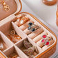 Camel Retro Floral Print Portable Square Jewelry Box
