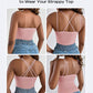 Spaghetti Strap Built in Bra Slim Fit Tank Top Sexy Back Criss Cross Workout Camisole Tops