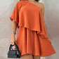 One Shoulder Ruffle Hem Mini Dress