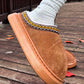 Chestnut Contrast Edge Suede Plush Lined Thick Sole Winter Slippers