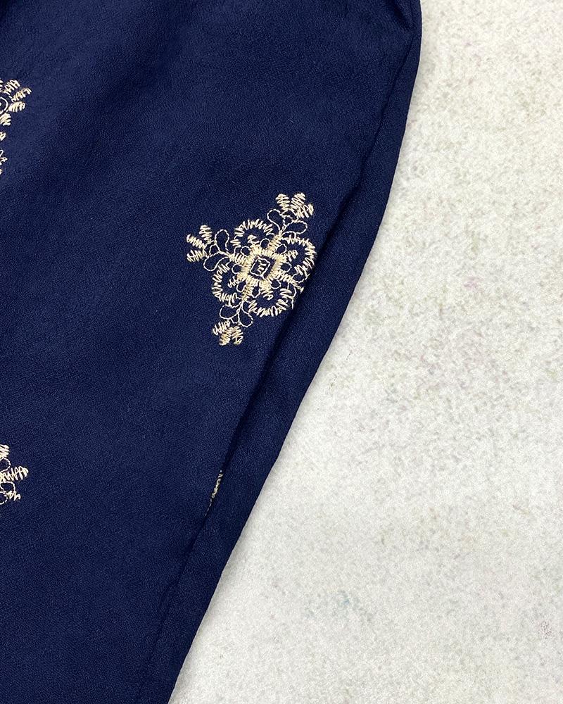 2 Piece Geometric Embroidery Spaghetti Strap Tassel Design Square Neck Top Casual Shorts Set