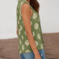 Floral Print V Neck Sleeveless Blouse Casual Slim Fit Business Top