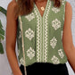 Floral Print V Neck Sleeveless Blouse Casual Slim Fit Business Top