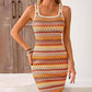 Striped Square Neck Sleeveless Sundress Casual Tank Bodycon Mini Beach Boho Dress