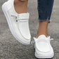 White Ribbed Lace-up Decor Slip On Shoes