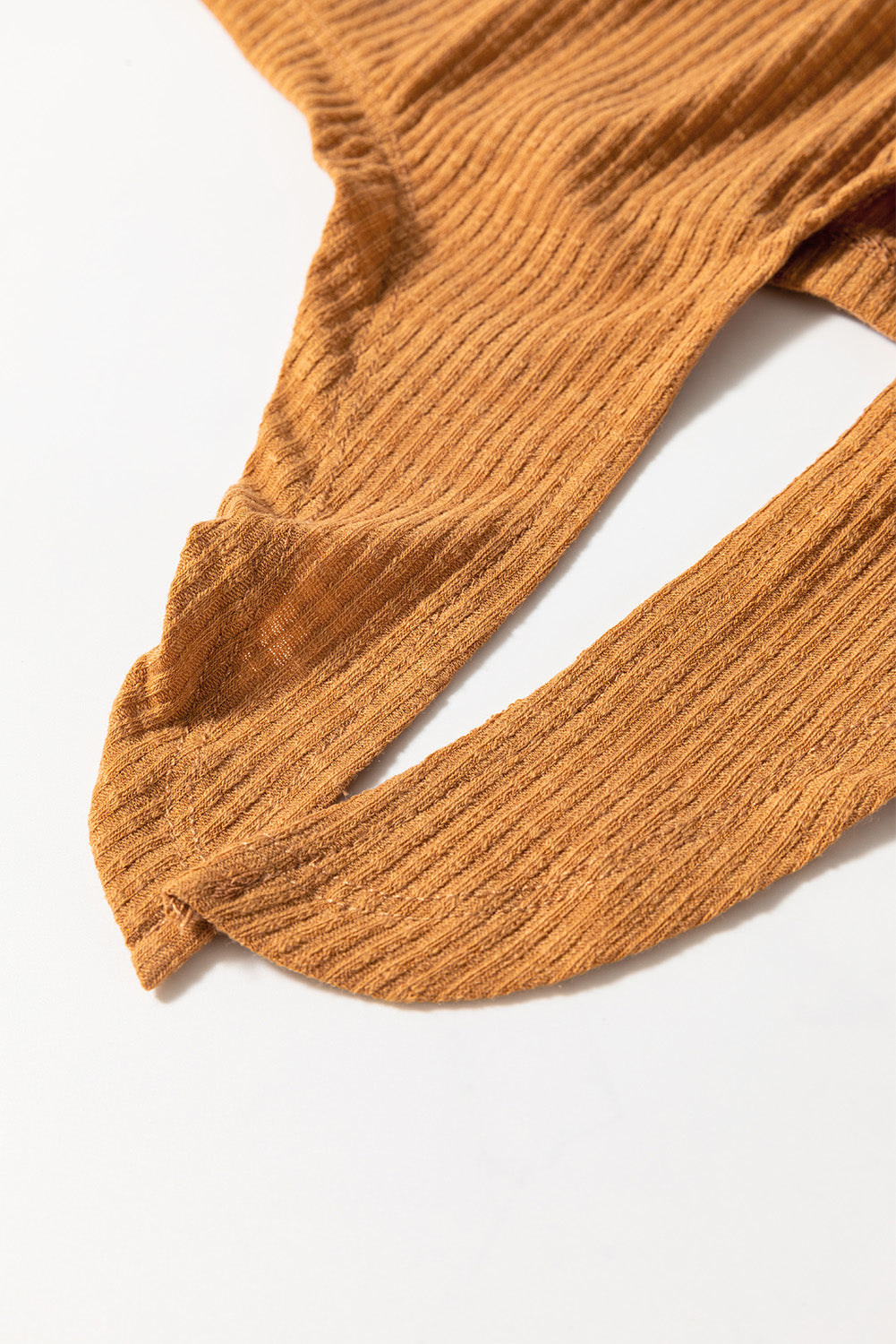 Straw Yellow Ribbed Front Knot Buttoned Thin Strap Tank Top