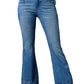 Sky Blue Slight Distressed Medium Wash Flare Jeans
