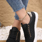 Black Color Contrast Quilted Lace-up Sneakers