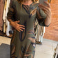 Plants Print Round Neck Half Sleeve Midi Dress