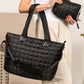 Black Quilted Patchwork Large Tote Bag and Clutch 2pcs Set