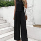2 Pieces Outfit Back Lace Up Shell Trim Sleeveless Tank and Casual Pocket Design Pants Set