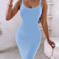 Spaghetti Strap U Neck Casual Maxi Dresses Slim Fit Cami Dress Party Club Bodycon Dress