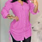 Side Drawstring Shirred Shirt Dress